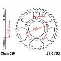 JT ZĘBATKA TYLNA 703 41 CAGIVA TAMANACO 125 88-91 (70341JT) (ŁAŃC. 520) - ZASTĘPUJE 70340JT (JTR698.40)