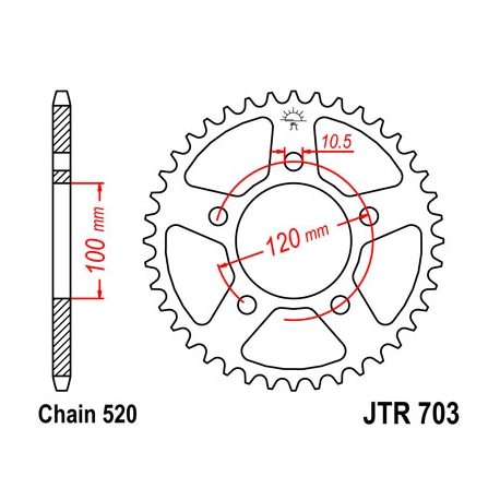 JT ZĘBATKA TYLNA 703 41 CAGIVA TAMANACO 125 88-91 (70341JT) (ŁAŃC. 520) - ZASTĘPUJE 70340JT (JTR698.40)