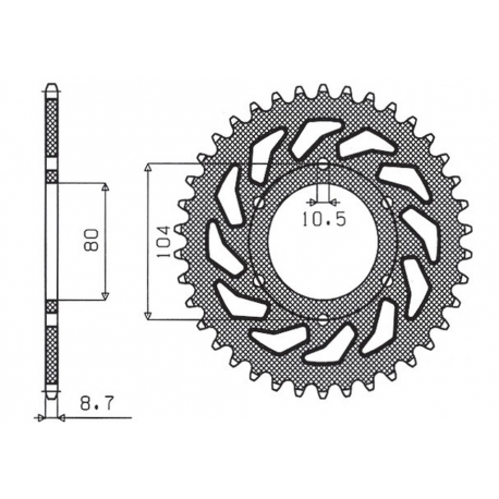 SUNSTAR ZĘBATKA TYLNA 501 33 KAWASAKI Z 750C '80-87, GPZ 1100 '81-85, GPZ 750 '83-89, GPZ 750 TURBO '82-87 (ŁAŃC. 630)