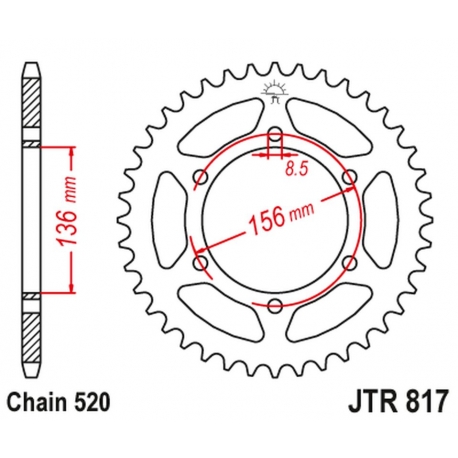 JT ZĘBATKA TYLNA 830 46 DERBI 659 MULHACEN '07-12, SUZUKI RGV/TV 250 '89-90 (83046JT) (ŁAŃC. 630)