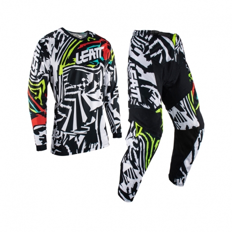 LEATT ZESTAW (KOMPLET) KOSZULKA + SPODNIE MOTO RIDE KIT 3.5 ZEBRA KOLOR BIAŁY/CZARNY/CZERWONY ROZMIAR L