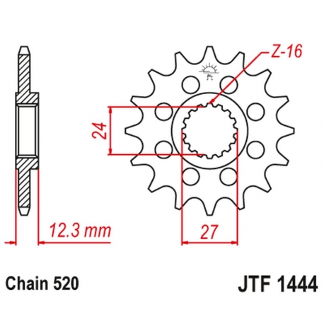 JT ZĘBATKA PRZEDNIA 2310 16 SUZUKI GSXR 1000 '17-20' (231016JT) (ŁAŃC. 520) KONWERSJA