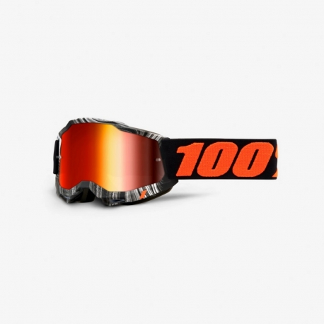 100 PROCENT GOGLE MODEL ACCURI 2 YOUTH JUNIOR GEOSPACE - MIRROR RED LENS - KOLOR CZARNY/BIAŁY/POMARAŃCZOWY SZYBKA CZERWONE LUSTR