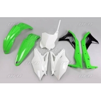 UFO KOMPLET PLASTIKÓW KAWASAKI KXF 250 '18-'20 KOLOR OEM '19 (BIAŁY/ZIELONY) (KA225E999A)