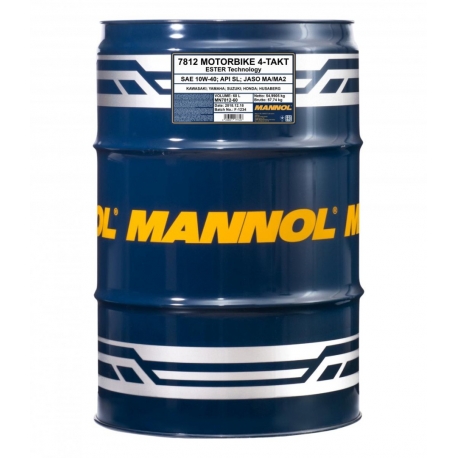 MANNOL OLEJ SILNIKOWY 4T MOTORBIKE 10W40 60L ESTER + MA2 SYNTETYK (7812) (API SN) - 1 BECZKA 60 L