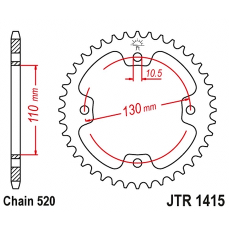 JT ZĘBATKA TYLNA 4303 42 KAWASAKI KSF 450 (KFX 450) '08-14' (ATV) (430342JT) (ŁANC.520) NA ZAMÓWIENIE