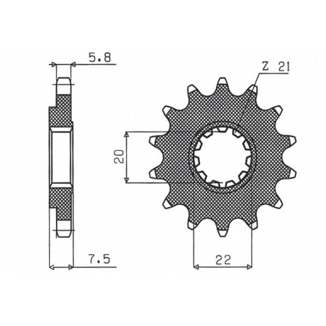 SUNSTAR ZĘBATKA PRZEDNIA 2120 14 HONDA CR 125R '04-'07, CRF 250R/X '04-'17 (JTF1323.14) (ŁAŃC. 520) (212014JT)