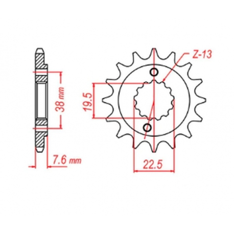 MTX PARTS ZĘBATKA PRZEDNIA 2116 13 SUZUKI LTR 450 '06-'12, LTZ 400 '03-'13, RMX 450 '10-'13, KAWASAKI KFX 400, HYOSUNG TE 450 (J