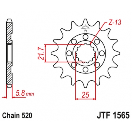 JT ZĘBATKA PRZEDNIA 2141 12 KAWASAKI KXF 450 '06-20' KLX 450 '08-20' (214112JT) (ŁAŃC. 520)