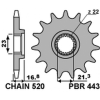 PBR ZĘBATKA PRZEDNIA 443 16 YAMAHA XJ 600 DIVERSION '92-'03 (JTF582.16) (ŁAŃC. 520) (44316JT)