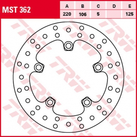 TRW LUCAS ZF TARCZA HAMULCOWA TYŁ YAMAHA YZF R6 '03-, MT-10 '16-, YZF R1 '03-, (220X106X5MM) (NG903 NG903X)