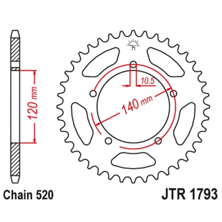 JT ZĘBATKA TYLNA 4397 42 TRIUMPH 865 BONEVILLE/THRUXTON '15-'16, SCRAMBLER '16-'17 (439742JT) (ŁAŃC. 520)