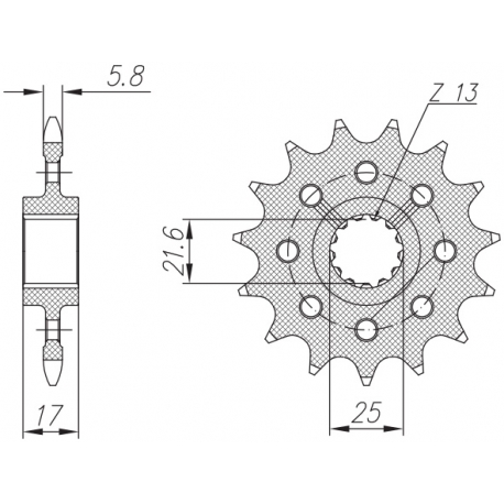 SUNSTAR ZĘBATKA PRZEDNIA 2042 15 HONDA CB 500F/X '13-'15, CBR 500R '13-'16, NC 700 '12-'14, CT/CTX 700 14 (JTF1381.15) (JTF1373.