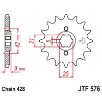 JT ZĘBATKA PRZEDNIA 576 18 YAMAHA XT 350 '85-00' (57618JT) (ŁAŃC. 428) (-1)