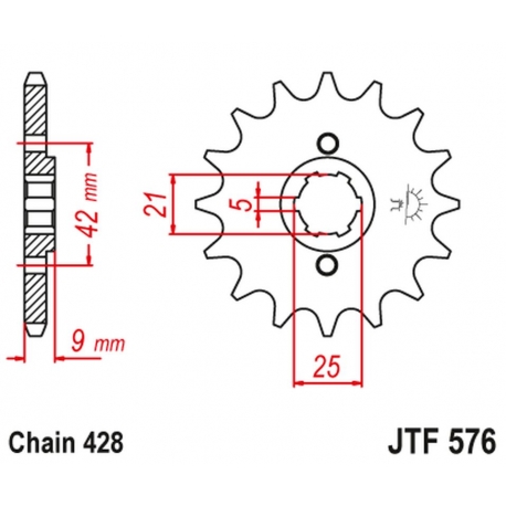 JT ZĘBATKA PRZEDNIA 576 18 YAMAHA XT 350 '85-00' (57618JT) (ŁAŃC. 428) (-1)