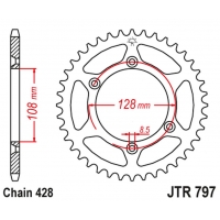 JT ZĘBATKA TYLNA 4488 57 KAWASAKI KLX 125 '03-06, SUZUKI DR-Z 125 '03-20 (448857JT) (ŁAŃC. 428)