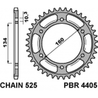 PBR ZĘBATKA TYLNA 4405 43 C45 HONDA CBR 600RR '03-'15, CBR 600F '01-'19, CBR 1000RR '17-'20 (JTR1307.43) (ŁAŃC. 525) JTR1317.4