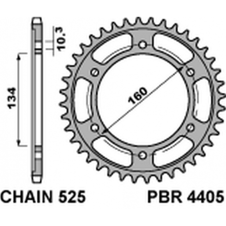 PBR ZĘBATKA TYLNA 4405 43 C45 HONDA CBR 600RR '03-'15, CBR 600F '01-'19, CBR 1000RR '17-'20 (JTR1307.43) (ŁAŃC. 525) JTR1317.4