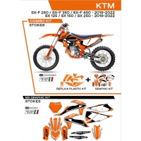 UFO KOMPLET PLASTIKÓW KTKIT522127 PLUS KOMPLET NAKLEJEK (OKLEIN) KTM SX/SXF 125/150/250/350/450 '19-'22 W ZESTAWIE PRZEDNIA TABL