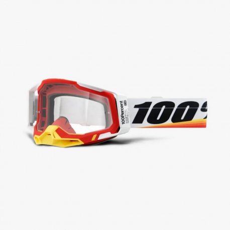 100 PROCENT GOGLE MODEL RACECRAFT 2 ARSHAM RED - CLEAR LENS - KOLOR BIAŁY/CZERWONY/CZARNY/ŻÓŁTY SZYBKA PRZEŹROCZYSTA