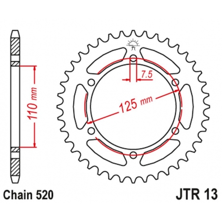 JT ZĘBATKA TYLNA 4357 44 HONDA CBR 600F '99-'00 (PC35 (+1) (435744JT) (ŁAŃC. 525)