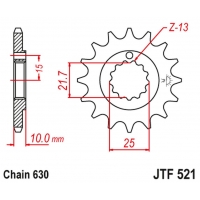 JT ZĘBATKA PRZEDNIA 518 15 KAWASAKI Z 900 A4 '76', Z 1000 '77-80' (51815JT) (ŁAŃC. 630)