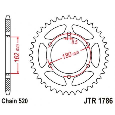 JT ZĘBATKA TYLNA SUZUKI PE 250 '80-82', PE 400 '80-81' (ŁAŃC.520)