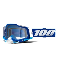 WYPRZEDAŻ 100 PROCENT GOGLE MODEL RACECRAFT 2 BLUE - CLEAR LENS - KOLOR NIEBIESKI/BIAŁY SZYBKA PRZEŹROCZYSTA STARY KOD: 50121-10