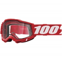 100 PROCENT GOGLE MODEL ACCURI 2 ENDURO MOTO RED - DUAL CLEAR LENS - KOLOR CZERWONY/BIAŁY SZYBKA PRZEŹROCZYSTA PODWÓJNA