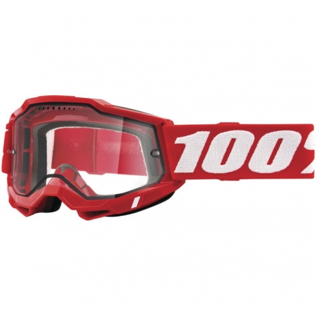 100 PROCENT GOGLE MODEL ACCURI 2 ENDURO MOTO RED - DUAL CLEAR LENS - KOLOR CZERWONY/BIAŁY SZYBKA PRZEŹROCZYSTA PODWÓJNA