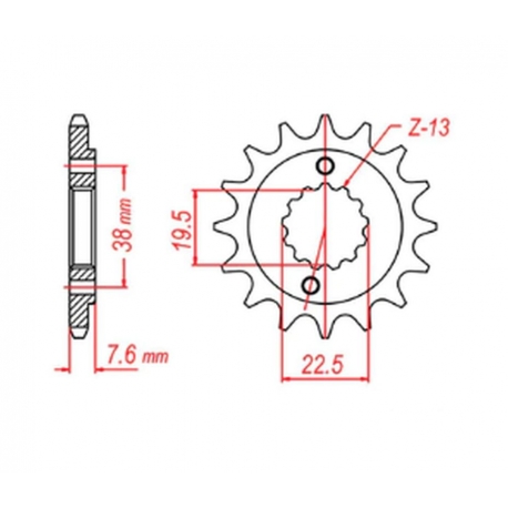 MTX PARTS ZĘBATKA PRZEDNIA 2116 14 SUZUKI LTR 450 '06-'12, LTZ 400 '03-'13, RMX 450 '10-'13 (JTF1401.14) (ŁAŃC. 520)