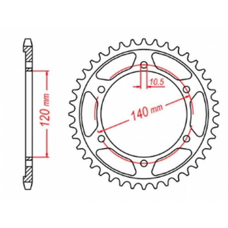 MTX PARTS ZĘBATKA TYLNA 498 42 KAWASAKI VN 800 CLASSIC '96-'06, VN 800 VULKAN '97-'05 (JTR499.42) (ŁAŃC. 530)