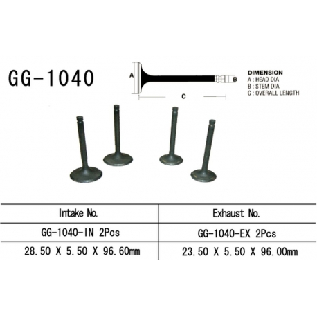 VESRAH ZAWÓR WYDECHOWY HONDA XR 250 R '86-'95 (2 NA POJAZD) (23,5X5,5X96,0 MM) (OEM: 14721-KR6-000) (1SZT.) (MADE IN JAPAN)