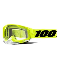 WYPRZEDAŻ 100 PROCENT GOGLE MODEL RACECRAFT 2 FLUO YELLOW - CLEAR LENS - KOLOR ŻÓŁTY FLUO/CZARNY/BIAŁY SZYBKA PRZEŹROCZYSTA STAR