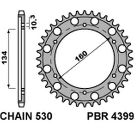 PBR ZĘBATKA TYLNA 4399 43 C45 CBR 900 RR`00-03, CBR 1000RR`06-15 (JTR1306.43) (ŁAŃC. 530) (+1)