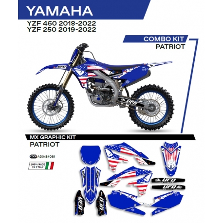 UFO KOMPLET NAKLEJEK (OKLEIN) YAMAHA YZF 250 '19-'22 YZF 450 '18-'22 PATRIOT KOLOR NIEBIESKI - WYPRZEDAŻ