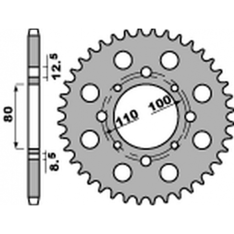 PBR ZĘBATKA TYLNA 333 41 HONDA CB 750K 78 (ŁAŃC. 630) (JTR333.41)