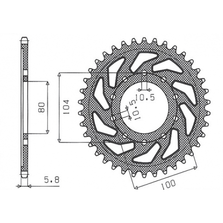 SUNSTAR ZĘBATKA TYLNA 478 43 KAWASAKI ZX6R (05-13), Z750 (JTR478.43) (ŁAŃC. 520) (47843JT)