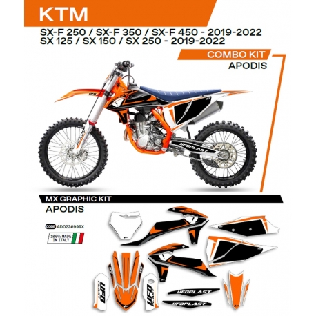 UFO KOMPLET NAKLEJEK (OKLEIN) KTM SX/SXF 125/150/250/350/450 '19-'22 APODIS KOLOR OEM (POMARAŃCZOWY/BIAŁY/CZARNY) - WYPRZEDAŻ