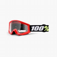 100 PROCENT GOGLE MODEL STRATA MINI RED JUNIOR / KID / DZIECIĘCE KOLOR CZERWONY SZYBKA PRZEŹROCZYSTA ANTI-FOG STARY KOD: 50600-0