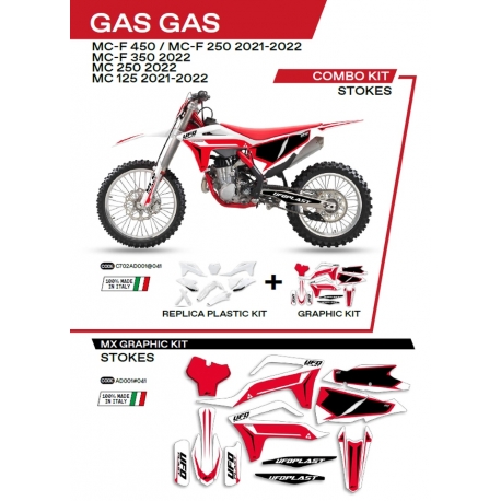 UFO KOMPLET PLASTIKÓW GGKIT702041 PLUS KOMPLET NAKLEJEK (OKLEIN) GAS GAS MC 125 '21-'22 MC 250 '22 MCF 250/350/450 '21-'22 W Z