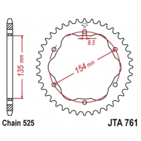 JT ZĘBATKA TYLNA ALUMINIOWA (ERGAL) DUCATI 1098/R /S '07-'09, STREETFIGHTER 1099 '09-'13, 1198R/S '09-'11, 1199 PANIGALE '12-'15