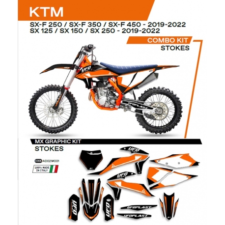 UFO KOMPLET NAKLEJEK (OKLEIN) KTM SX/SXF 125/150/250/350/450 '19-'22 STOKES KOLOR CZARNY - WYPRZEDAŻ