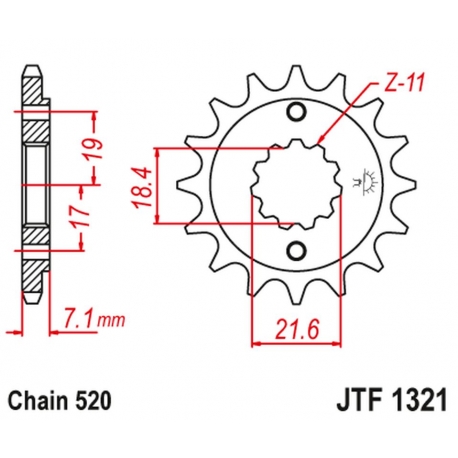 JT ZĘBATKA PRZEDNIA 2067 12 HONDA CBF 250, XR 250R (206712JT) (MOŻNA STOSOWAĆ JAKO 2506 12 ORAZ 2261 12) (ŁAŃC. 520)