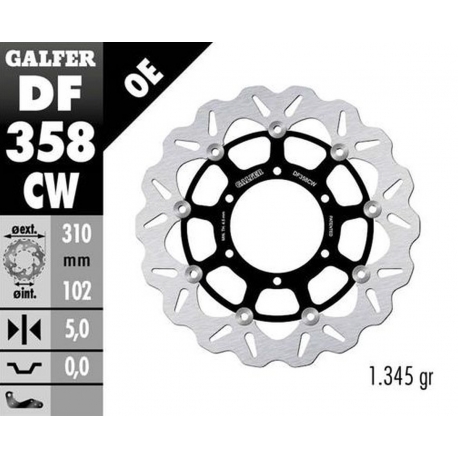 GALFER TARCZA HAMULCOWA PRZÓD SUZUKI GSX-R 600 '08- GSX-R 750 '08- GSX-R 1000 '09-'15 (WAVE FLOATING) (310X102X5MM)