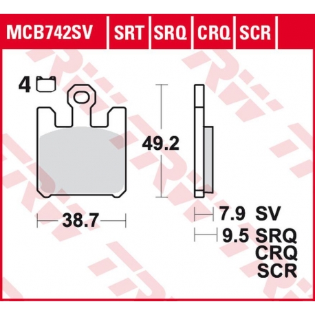 TRW LUCAS ZF KLOCKI HAMULCOWE KH369/4 CARBON RACING KAWASAKI ZX-6RR 600, ZX-6R 636 '03-'06, ZX-10R '04-'07, ZX-12R '04-'06, SUZU