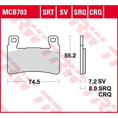 TRW LUCAS ZF KLOCKI HAMULCOWE KH265 CARBON RACING HONDA CBR 900RR FIREBLADE '98-'03, VTR 1000 SP1/SP2 '00-'07 PRZÓD