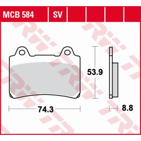 TRW LUCAS ZF KLOCKI HAMULCOWE KH123 ORGANIC YAMAHA FZR 750/1000 GENESIS '86-'88, TRX 850 '96-'99, FJ 1200 '91-'95, XJR 1200 '96-