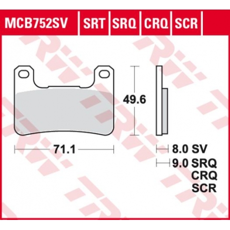TRW LUCAS KLOCKI HAMULCOWE KH379 CARBON RACING (WYCZYNOWE) KAWASAKI HP2 18-, ZX10R 08-15, SUZUKI GSXR 600 / 750 04-10, GSXR 1000