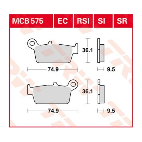 TRW LUCAS KLOCKI HAMULCOWE KH131 SINTER OFFROAD HONDA CRF 230 08-10, XR 250 88-97, XR 600 91-99, YAMAHA WR 125 98-07, TYŁ